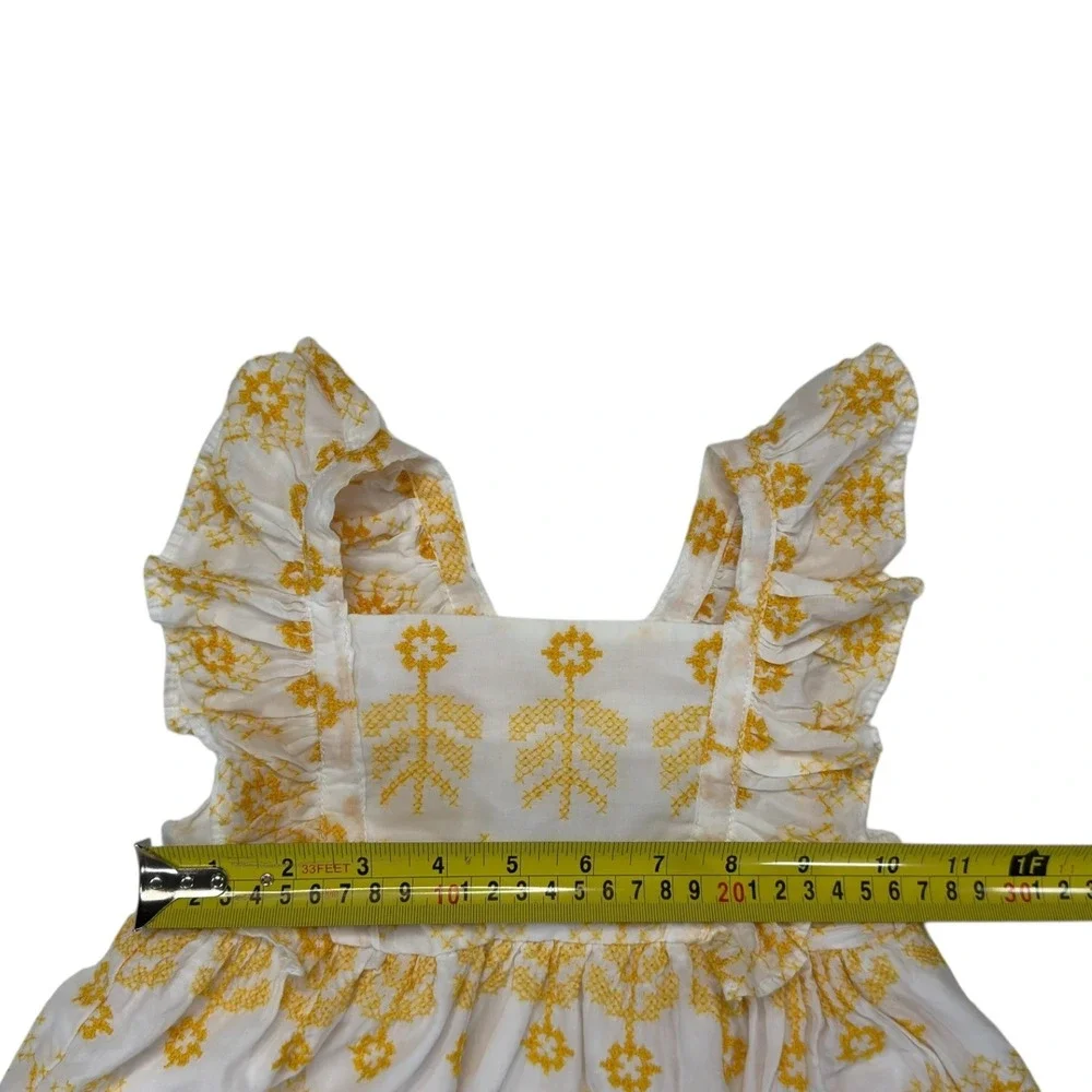 Bonnie Jean Embroidered Ruffle Easter Sun Dress Kids 3T White Yellow Boho Summer - Picture 9 of 11